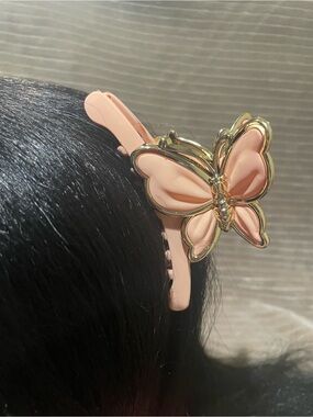 Peach Butterfly Hair Clips Barrette for Women